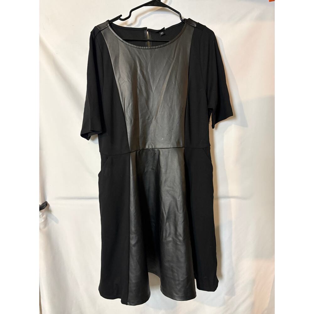 Torrid Black Faux Leather Skater Dress 1X (14-16) - Picture 2 of 9